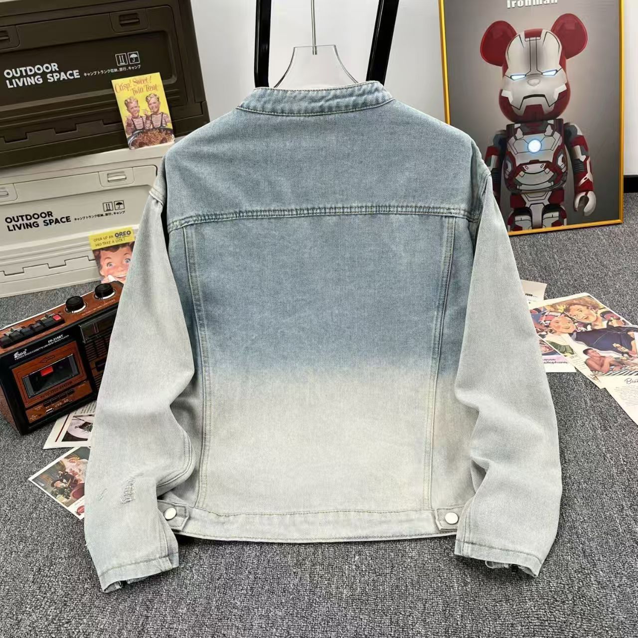 Vintage Gradient Denim Biker Jacket Size US M / EU 48-50 / 2 - 3 Thumbnail