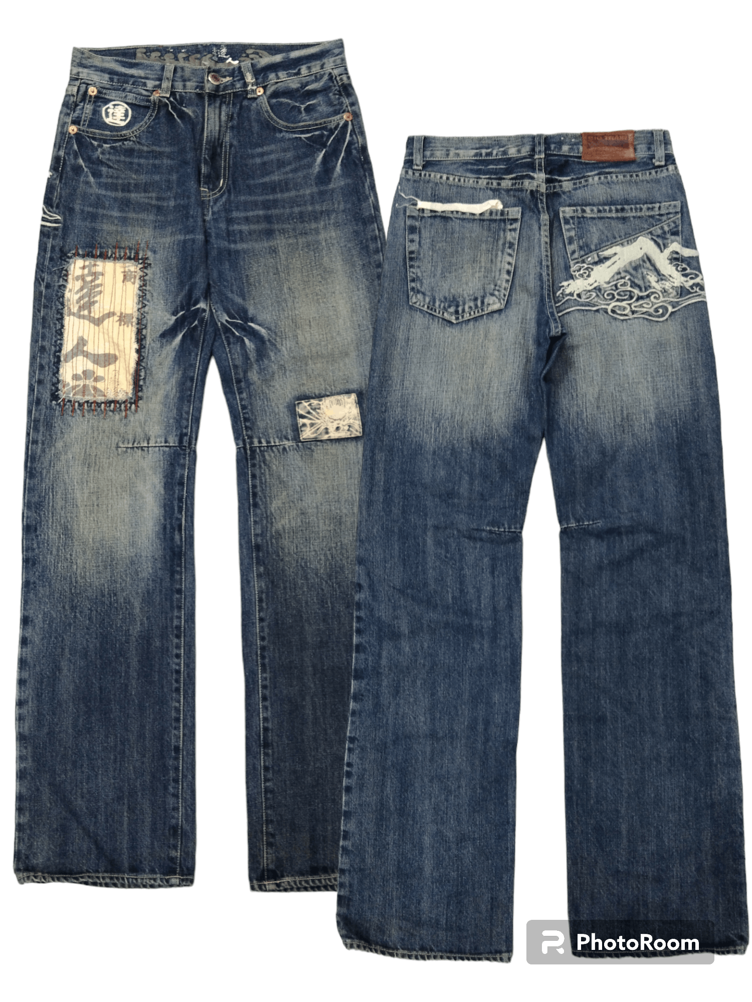 Japanese Brand SICK BIG TRAIN PACTHWORK DENIM PANTS Size US 29 - 1 Thumbnail