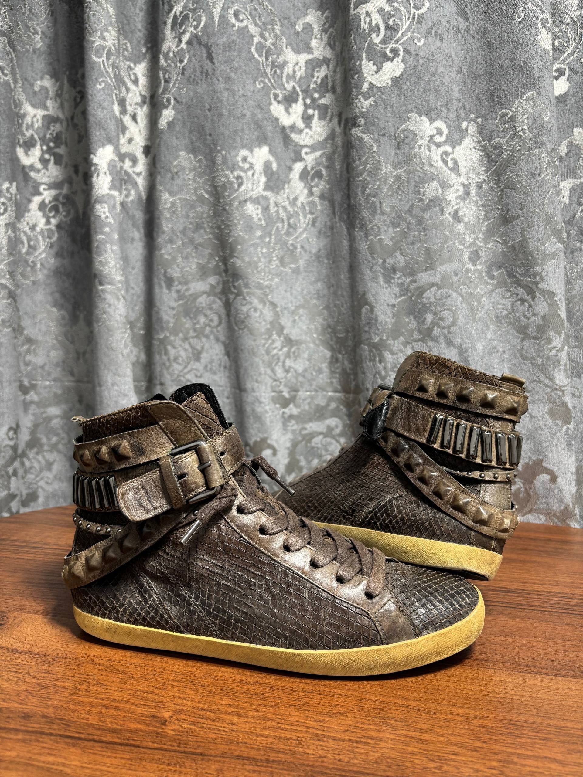Other AS 98 type Python Studded High Top Leather Sneakers Size US 6 / EU 39 - 2 Thumbnail
