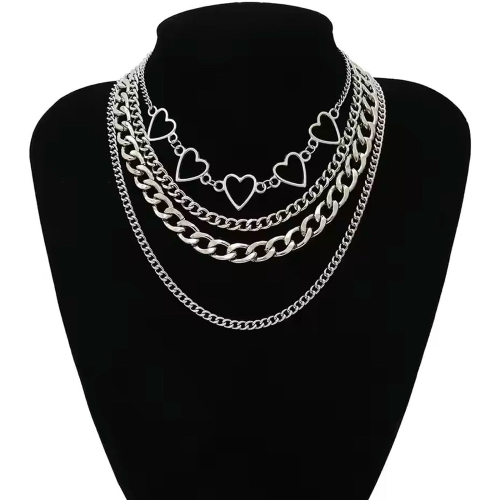 Other Vintage Heart-shape Multilevel Chain Pendant Necklace Size ONE SIZE - 3 Thumbnail