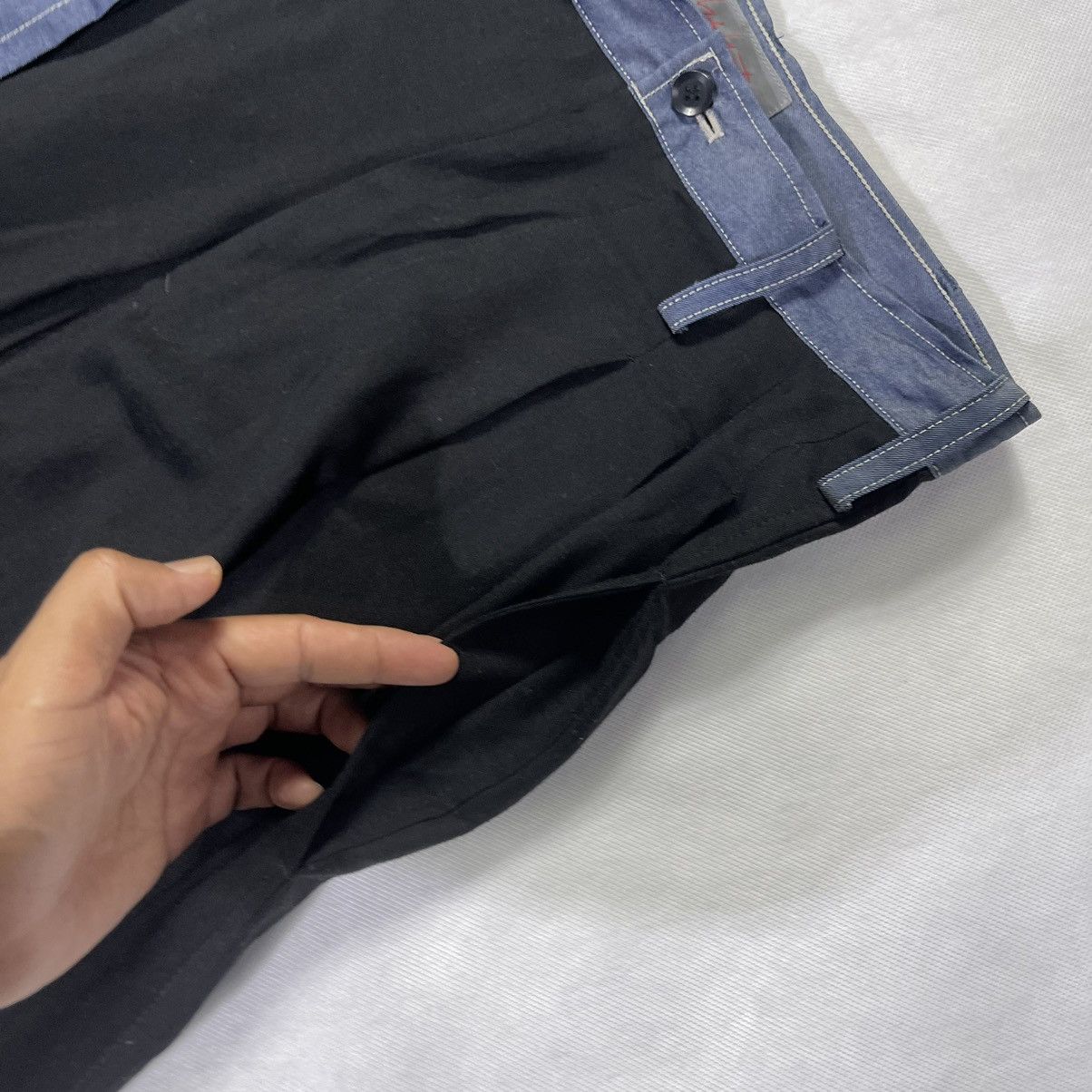 Yohji Yamamoto Rare! Yohji Yamamoto Split Denim Wide Asymmetrical Pant Size 28" / US 6 / IT 42 - 11 Thumbnail