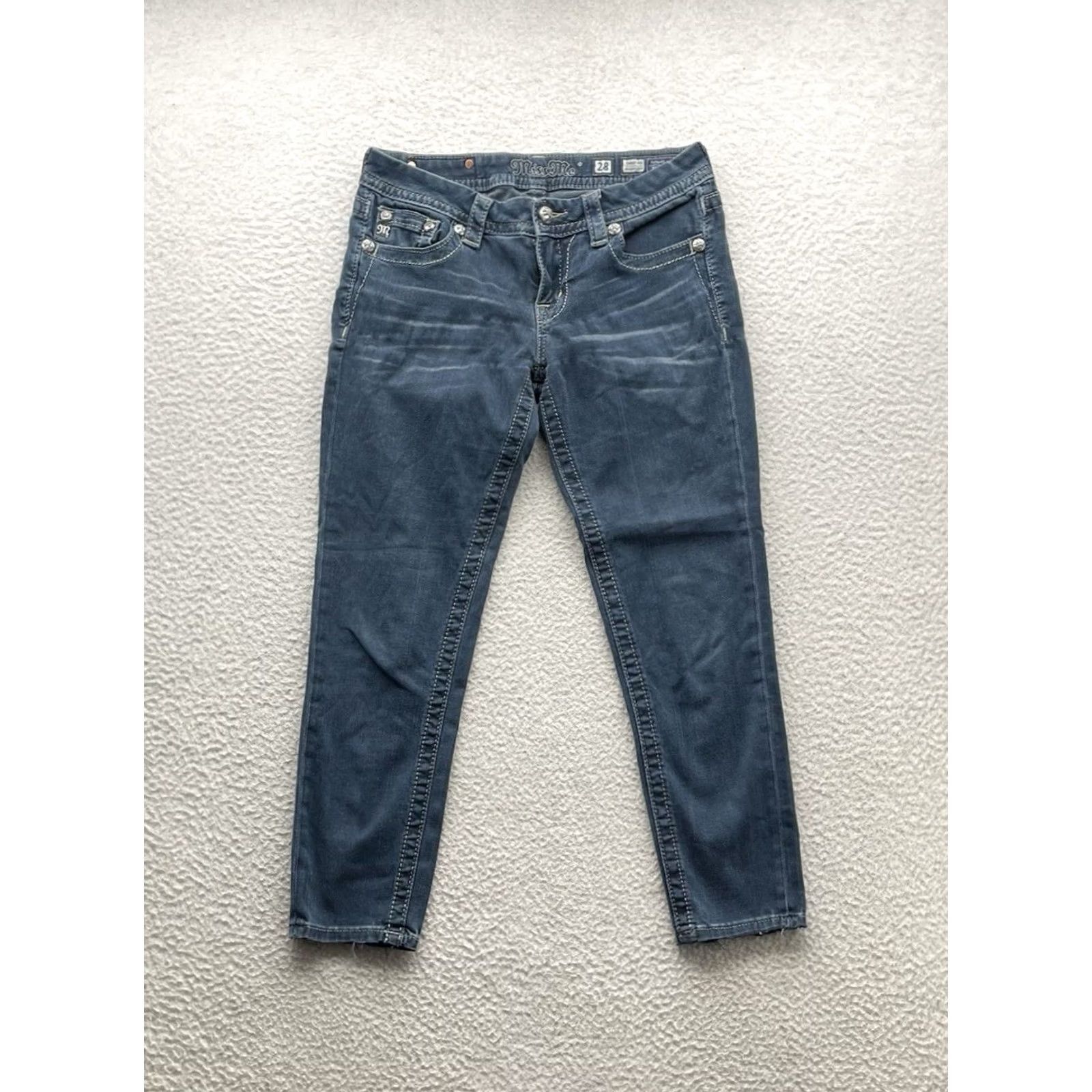 Miss Me Miss Me Jeans Skinny Crop 30x25 Whiskered Blue Soft Touch Stretch Capri Jeans Shoes? Size 30" / US 8 / IT 44 - 2 Thumbnail