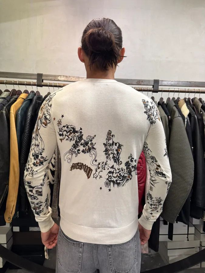 Designer × John Richmond × Vintage 2000s Richmond Dragon Fantasy White Cardigan Size US S / EU 44-46 / 1 - 3 Thumbnail