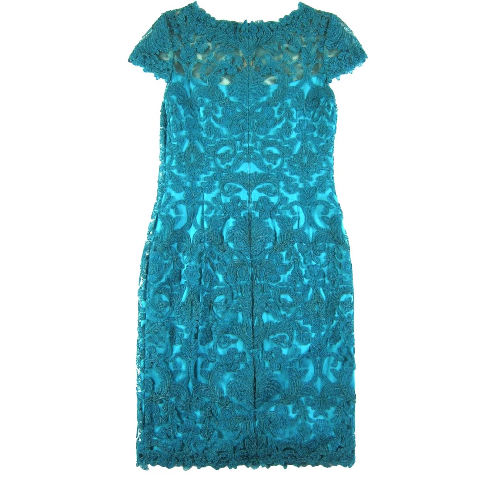 Tadashi Shoji TADASHI SHOJI Dress Green Lace Embroidered Floral Cap Sleeve Shift Size 4 Womens Size S / US 4 / IT 40 - 2 Thumbnail
