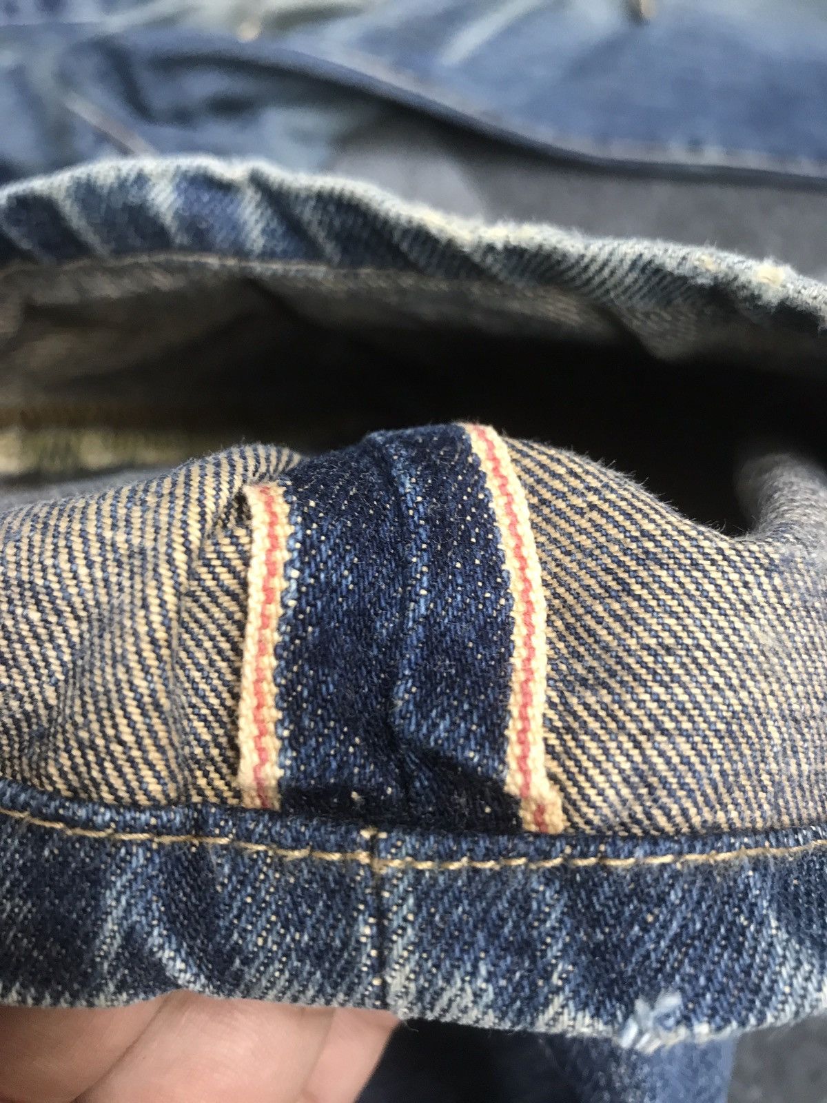 Edwin 💥Insane 90s💥 EDWIN 505x Distressed Mud Wash Selvedge Jeans Size US 31 - 17 Thumbnail