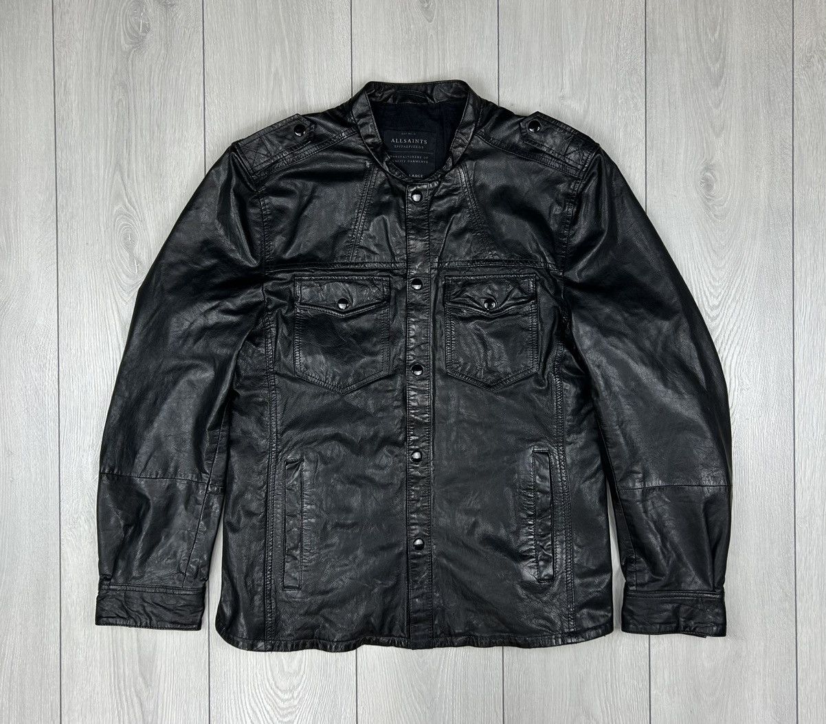 image of Allsaints Leather Jacket Size XL in Black, Men's