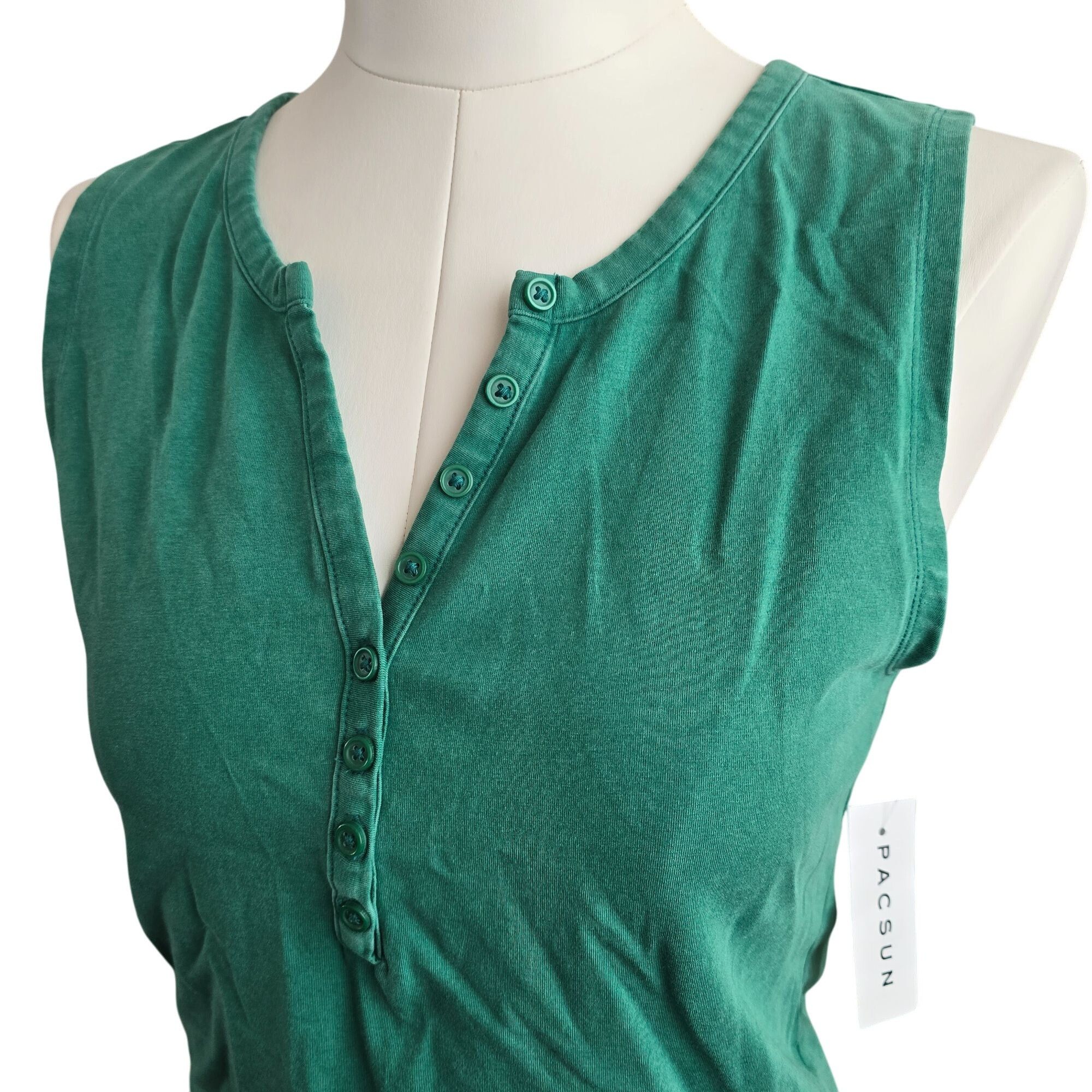 Pacsun PacSun Sleeveless Tank Top Womens Green Button-Up Size XL j Size XL / US 12-14 / IT 48-50 - 7 Thumbnail