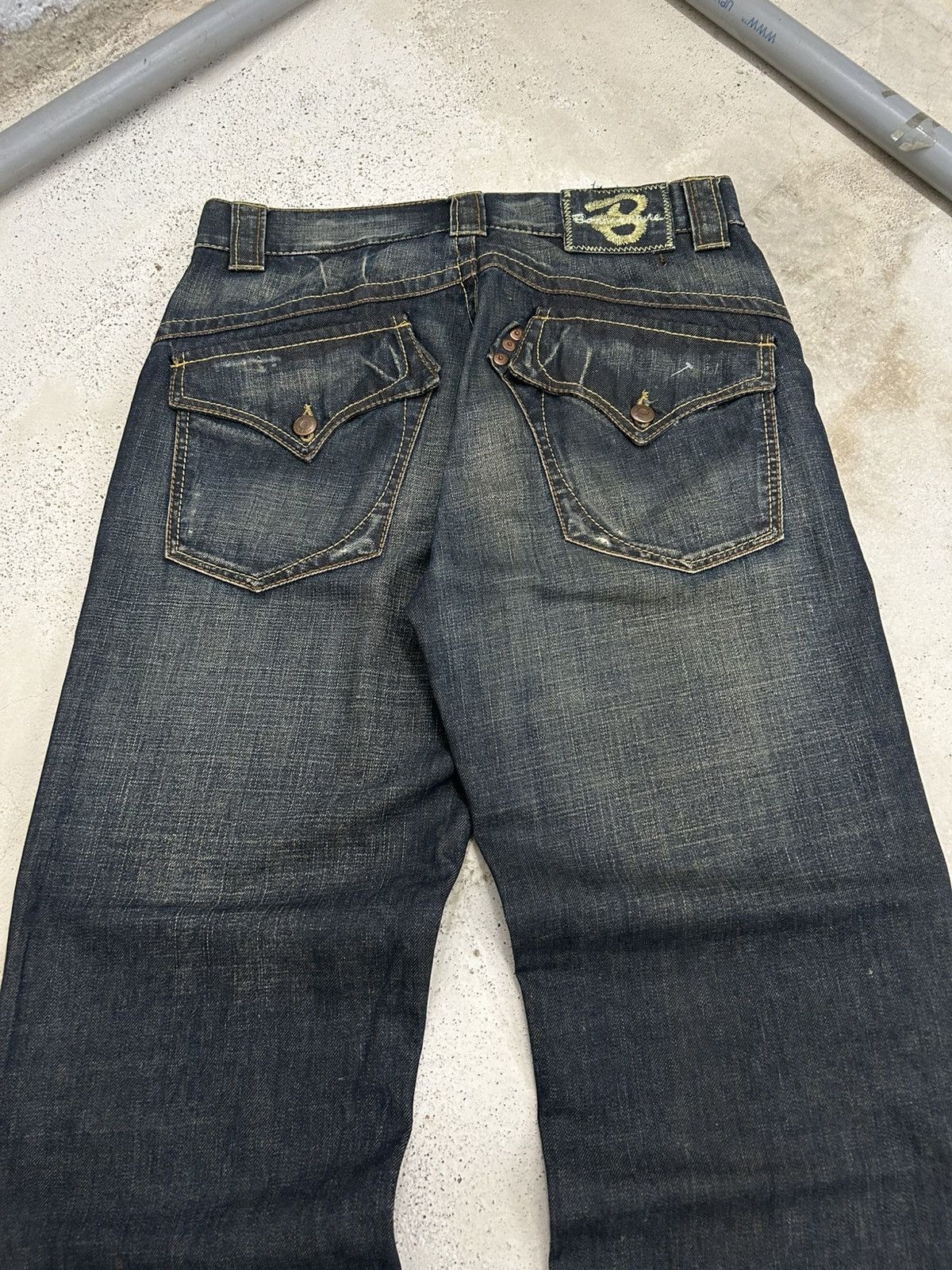 Le Grande Bleu (L.G.B.) Vintage Baggy Jeans Bonaventure Brand Mud Washed Size US 31 - 11 Thumbnail