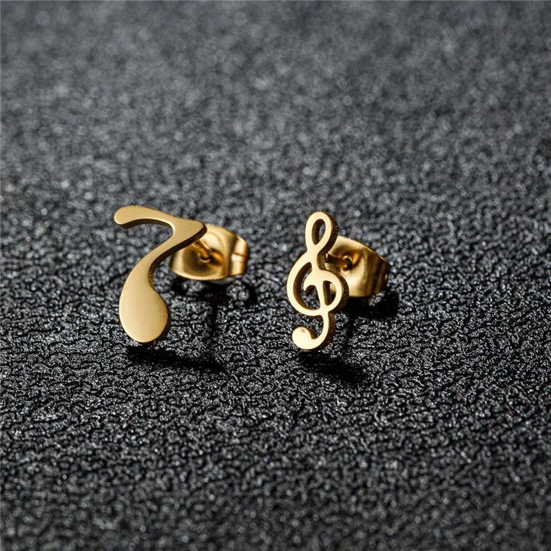 Jewelry Classic Musical Symbol Mini Stud Earrings Charm Earring Gift Size ONE SIZE - 1 Preview