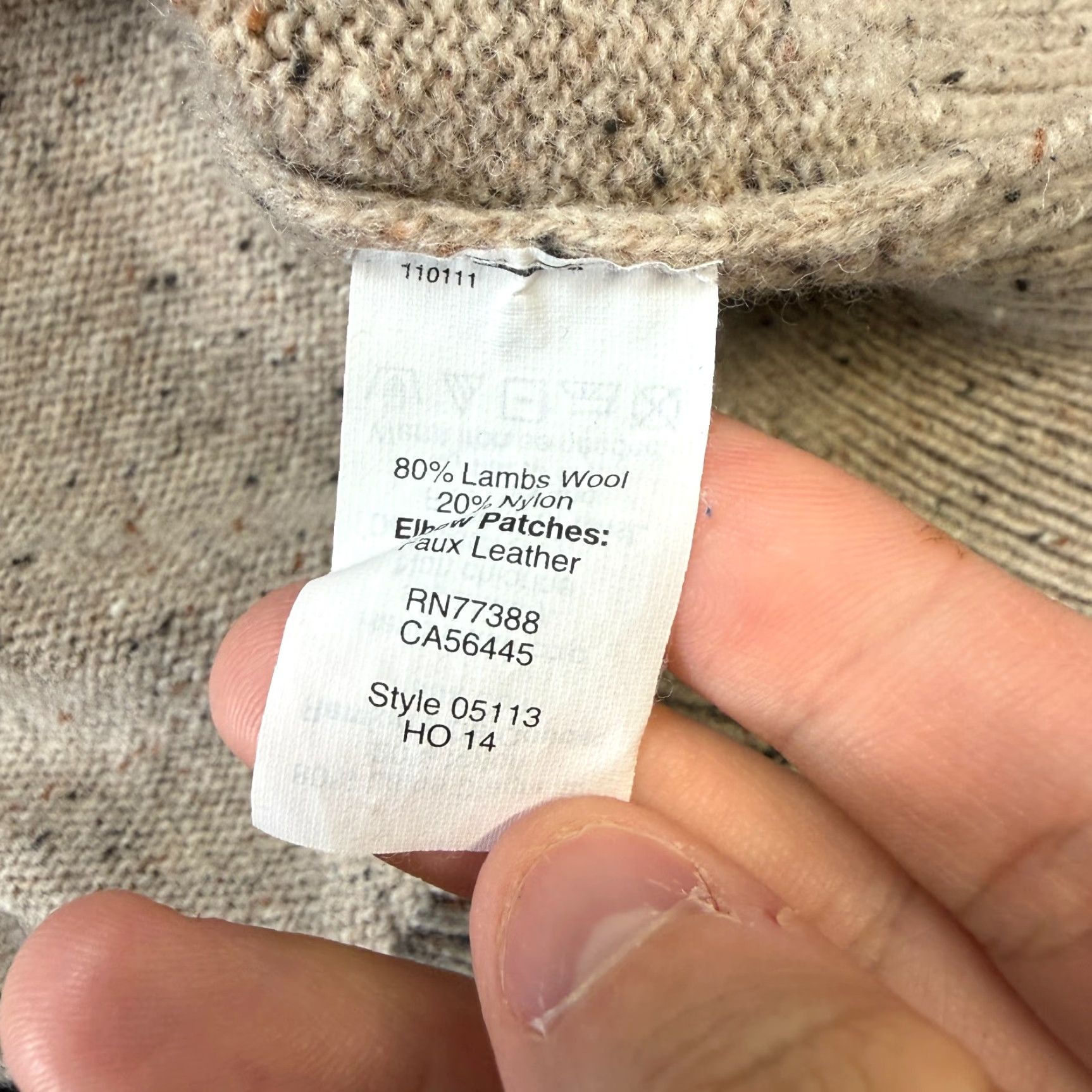 J.Crew J.CREW Sweater Mens Medium Beige Donegal Lambswool Elbow Patch Speckled Marled Crew Neck Pullover Knit Fall Winter Casual Size US M / EU 48-50 / 2 - 6 Thumbnail