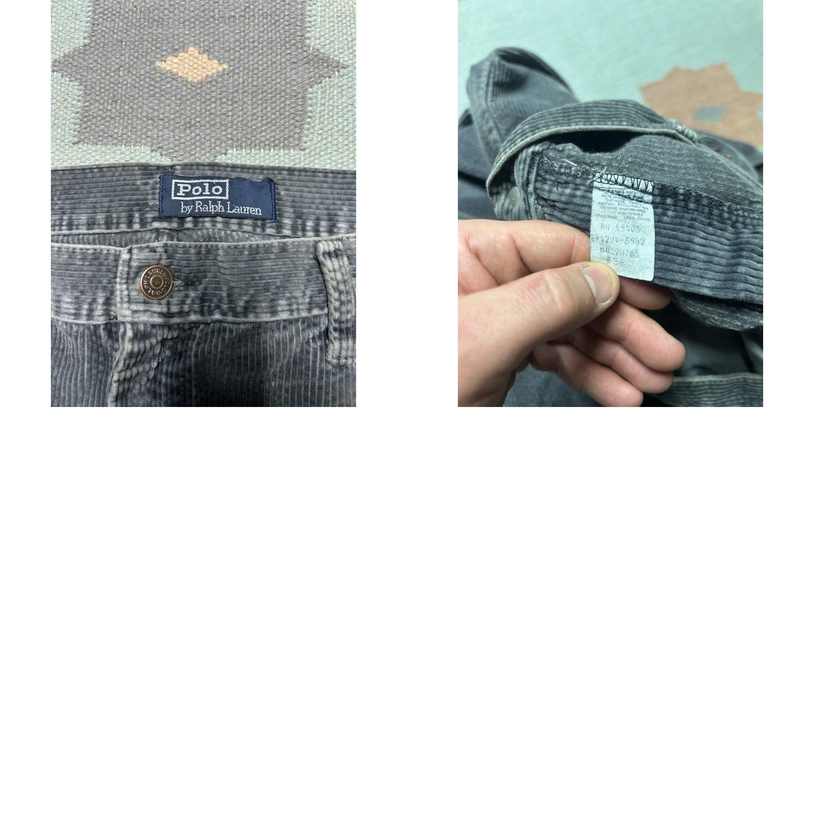 Polo Ralph Lauren VINTAGE Polo Ralph Lauren Corduroy Pants Straight Leg Gray 36x30 Mens 90s 80s Denim? Size US M / EU 48-50 / 2 - 8 Thumbnail