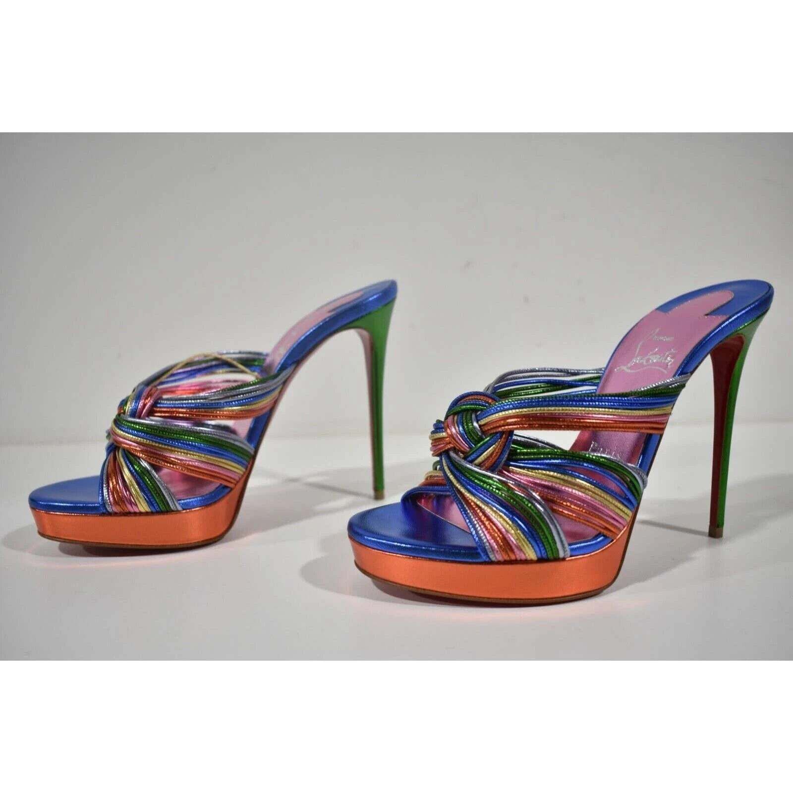 Christian Louboutin Multitaski Alta 120 Multicolor Backless Sandal Heel Pump 37 Size US 7 / IT 37 - 9 Thumbnail