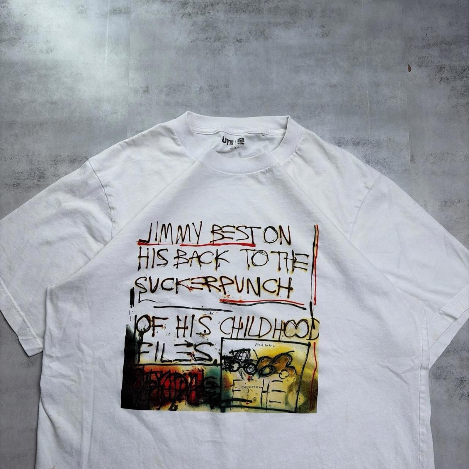 Uniqlo Y2K White Uniqlo UT Graphic Jean-Michel Basquiat Art T-Shirt Size US L / EU 52-54 / 3 - 4 Thumbnail