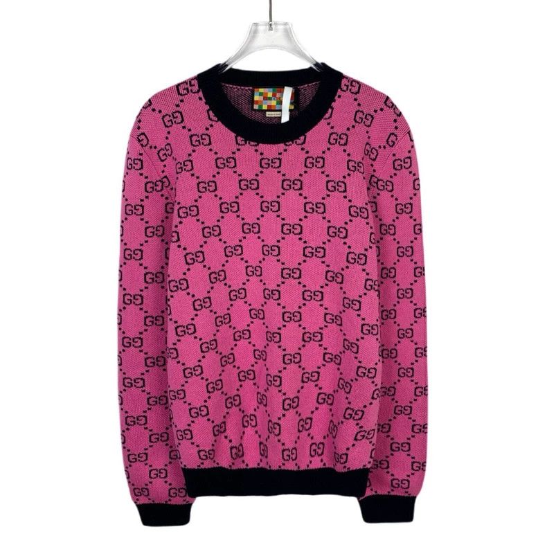 Gucci Gucci Double G full print wool mixed cotton pink round-neck Size US S / EU 44-46 / 1 - 1 Thumbnail
