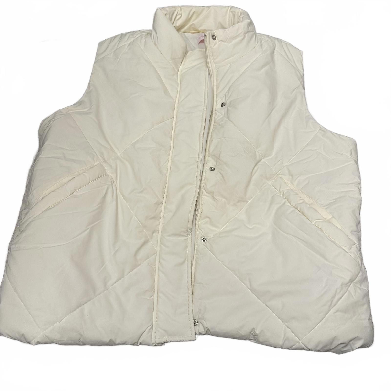 Designer Pink Lily Cream Puffer Vest - 3XL Size 3XL / US 20-22 - 1 Thumbnail