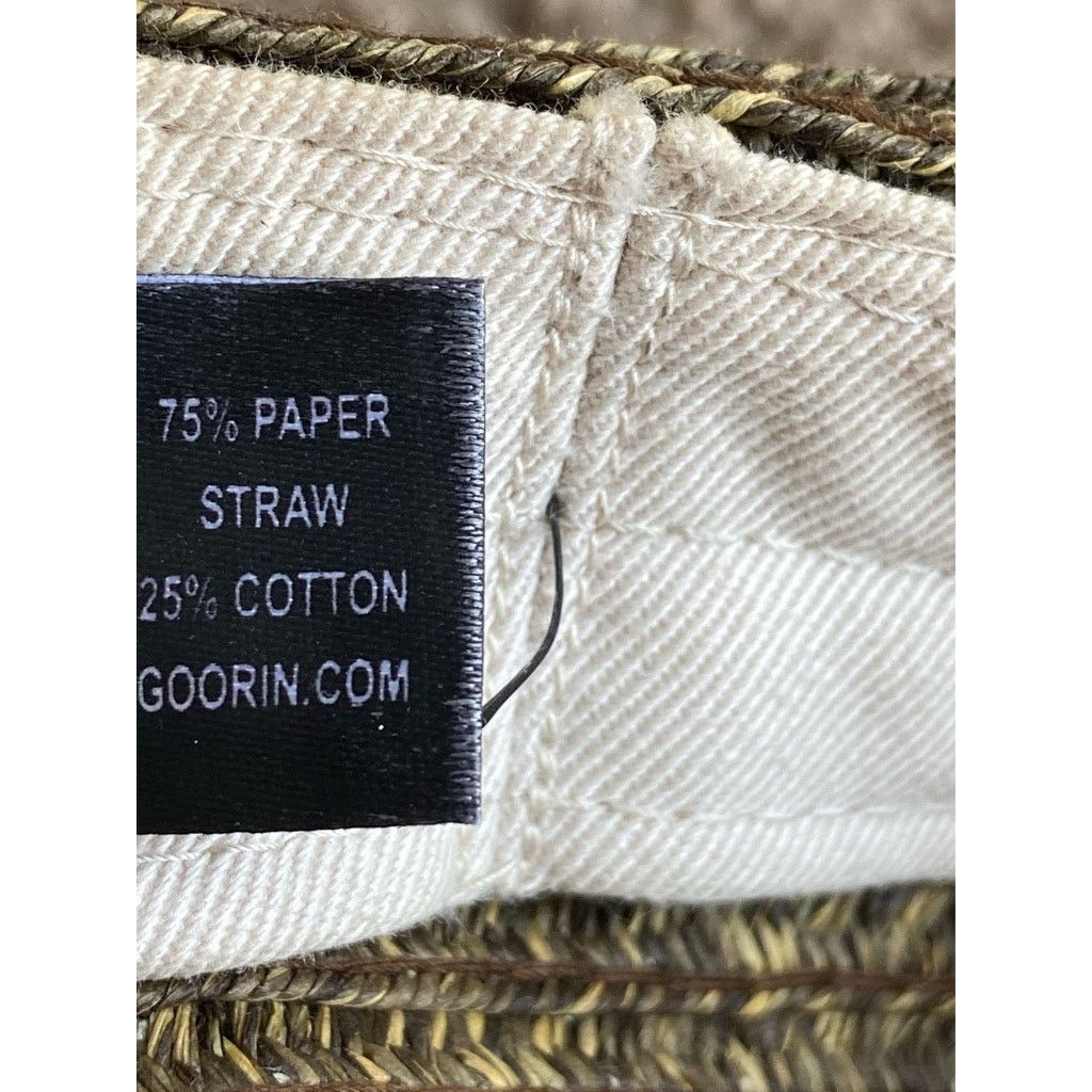 Goorin Bros Low Straw Porkpie Hat Floppy Round Woven Striped  display picture 3
