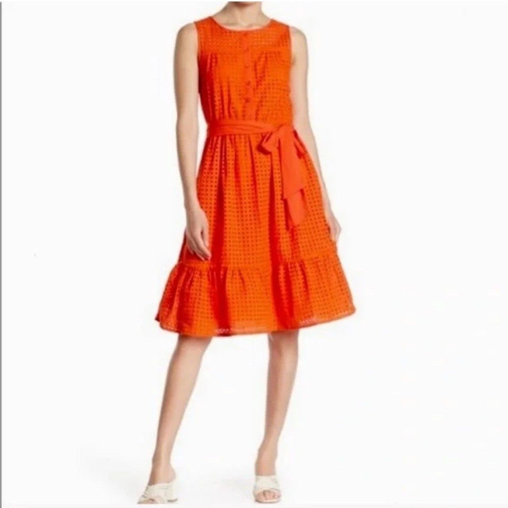 Other Mellóday Eyelet Ruffle Hem Dress in Orange Red Color NWT Size M / US 6-8 / IT 42-44 - 1 Thumbnail