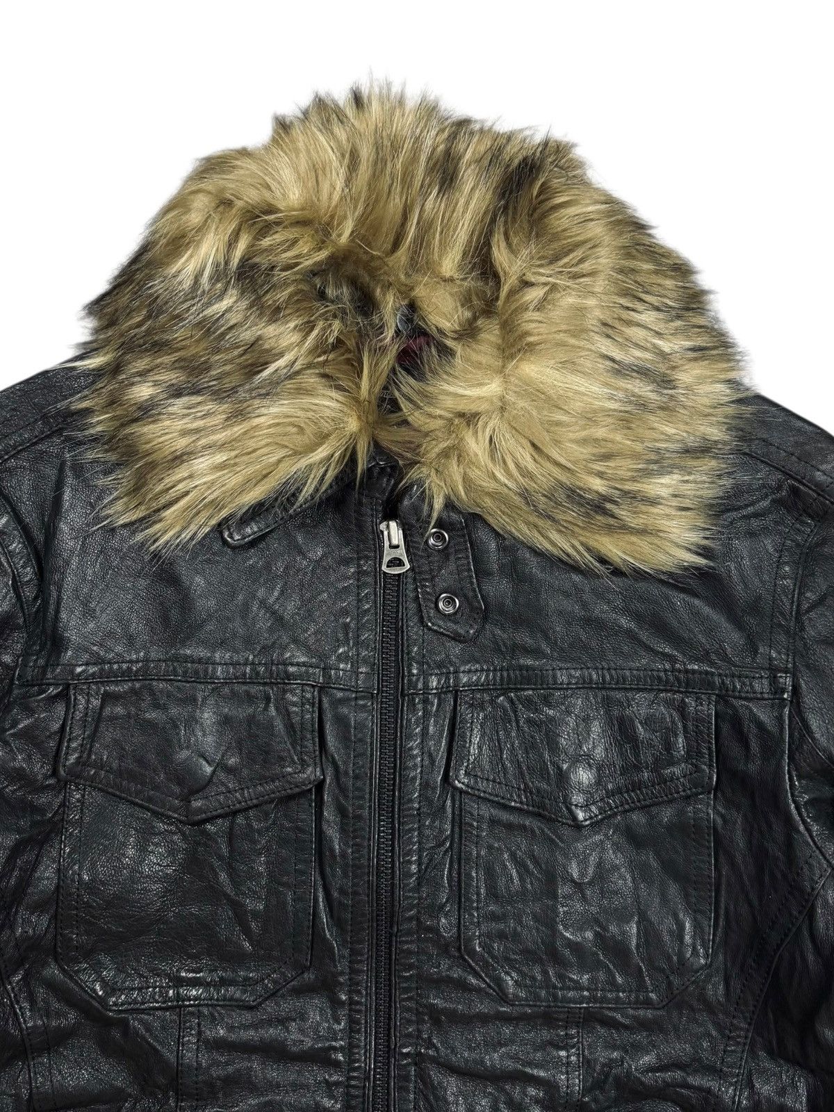Tornado Mart 2000s Rattle Trap Trim Fur Collar Vkei Style Leather Jacket Size US M / EU 48-50 / 2 - 6 Thumbnail