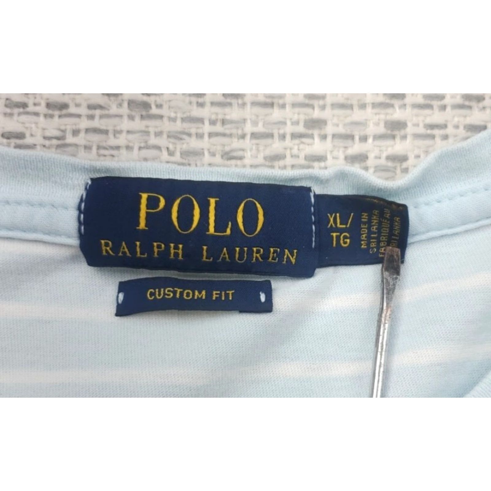 Ralph Lauren Polo Ralph Lauren Custom Fit T-Shirt Multicolor Striped Slim XL Mens Crew Neck Short Sleeve Light Blue Size US XL / EU 56 / 4 - 4 Thumbnail