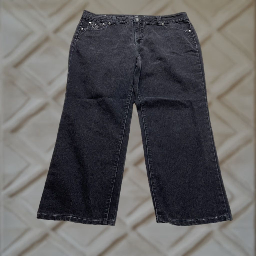 Vintage VINTAGE? No — Style&co. Jeans Womens 18 Plus Denim Straight Black 5-Pocket Embroidered 40x27 Adult Women Size 40" / US 18 - 1 Thumbnail