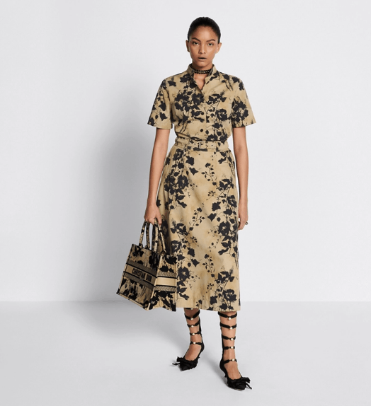 Dior o1w1db11225 427R76 Mid-Length Dress in Beige/Black Size S / US 4 / IT 40 - 5 Thumbnail