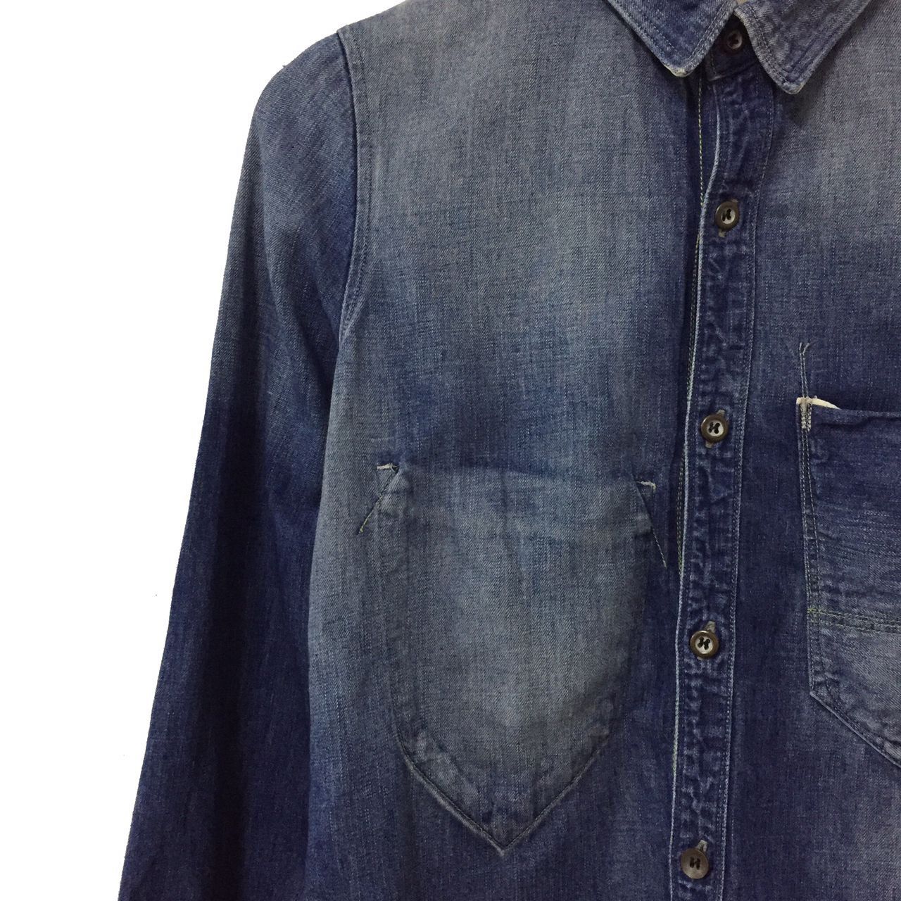 Japanese Brand JOHN BULL SELVEDGE SINGLE POCKET CHAMBRAY JEANS SHIRT Size US S / EU 44-46 / 1 - 7 Thumbnail