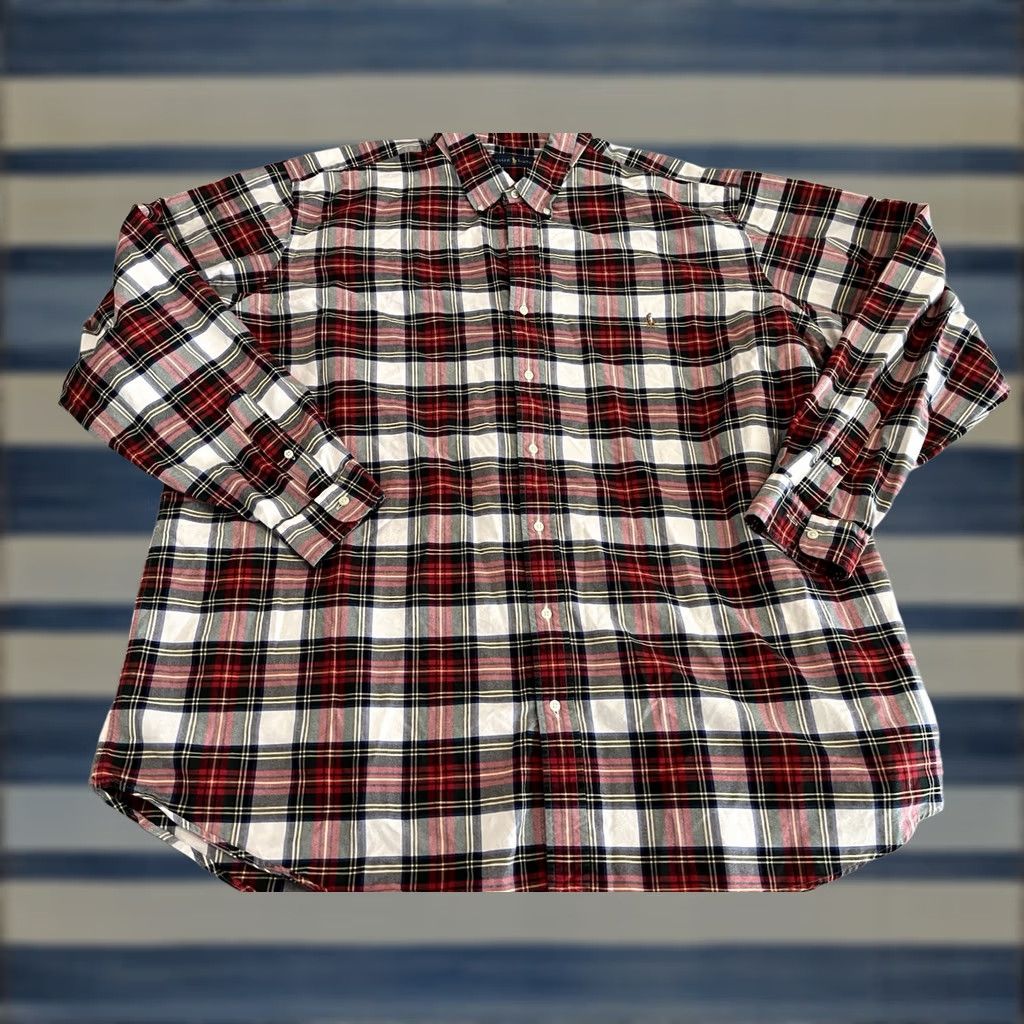Polo Ralph Lauren Polo Ralph Lauren Plaid Long Sleeve Button Down Pony Shirt Red Green Mens 4XLT Size US XXL / EU 58 / 5 - 1 Thumbnail