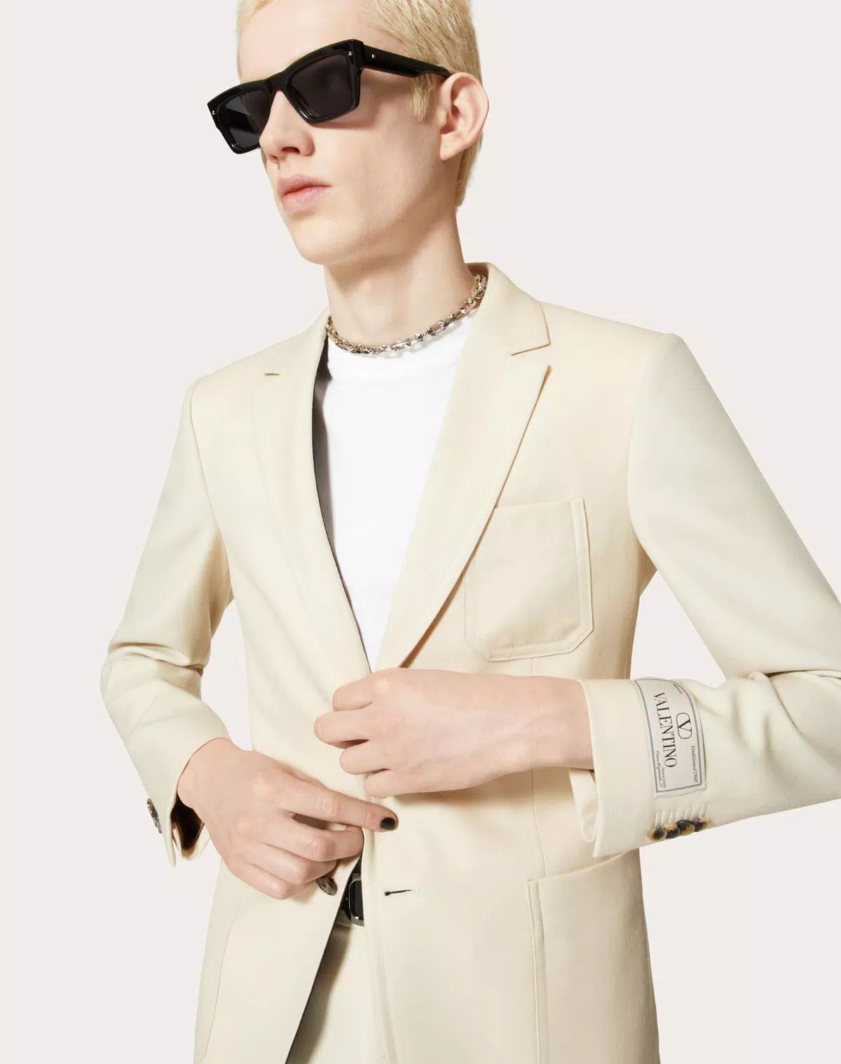 Valentino oc11z0625 Single Breasted Wool Jacket in White/Ivory Size US L / EU 52-54 / 3 - 7 Thumbnail