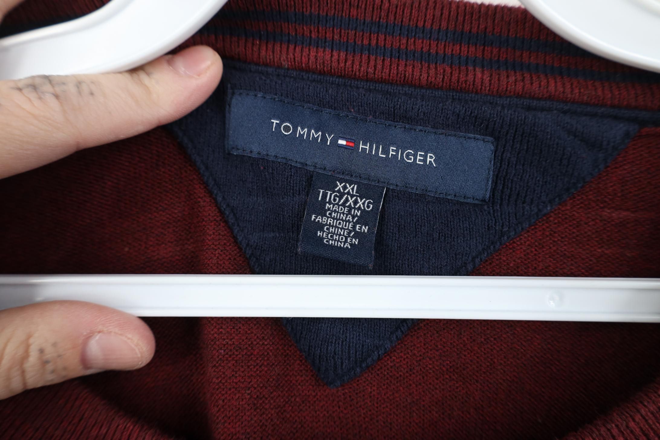 Tommy Hilfiger Vintage Y2K Tommy Hilfiger Cotton Knit Crewneck Sweater Red Size US XXL / EU 58 / 5 - 7 Thumbnail