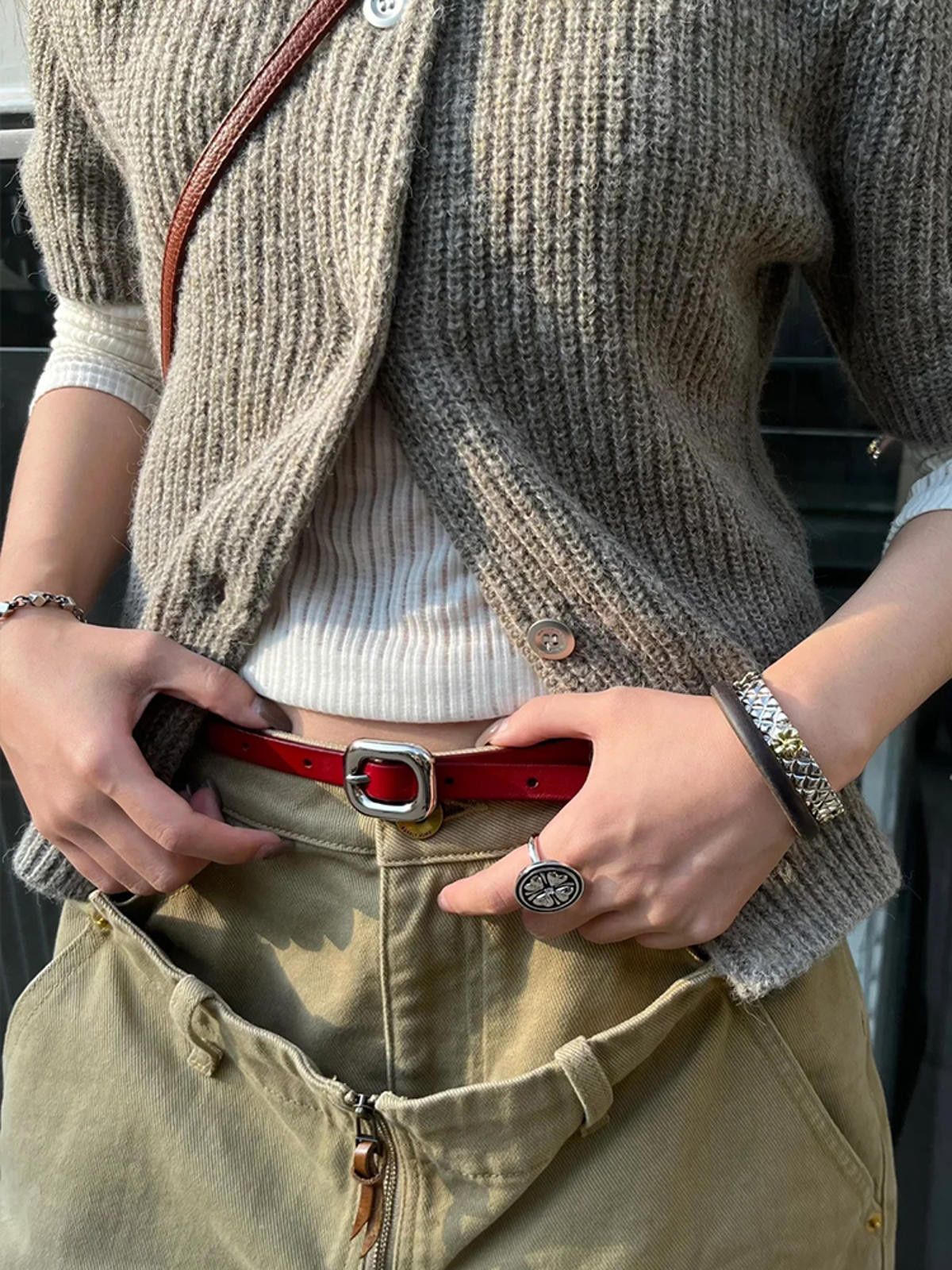 Jewelry Red Mini Buckle Belt Size ONE SIZE - 2 Thumbnail