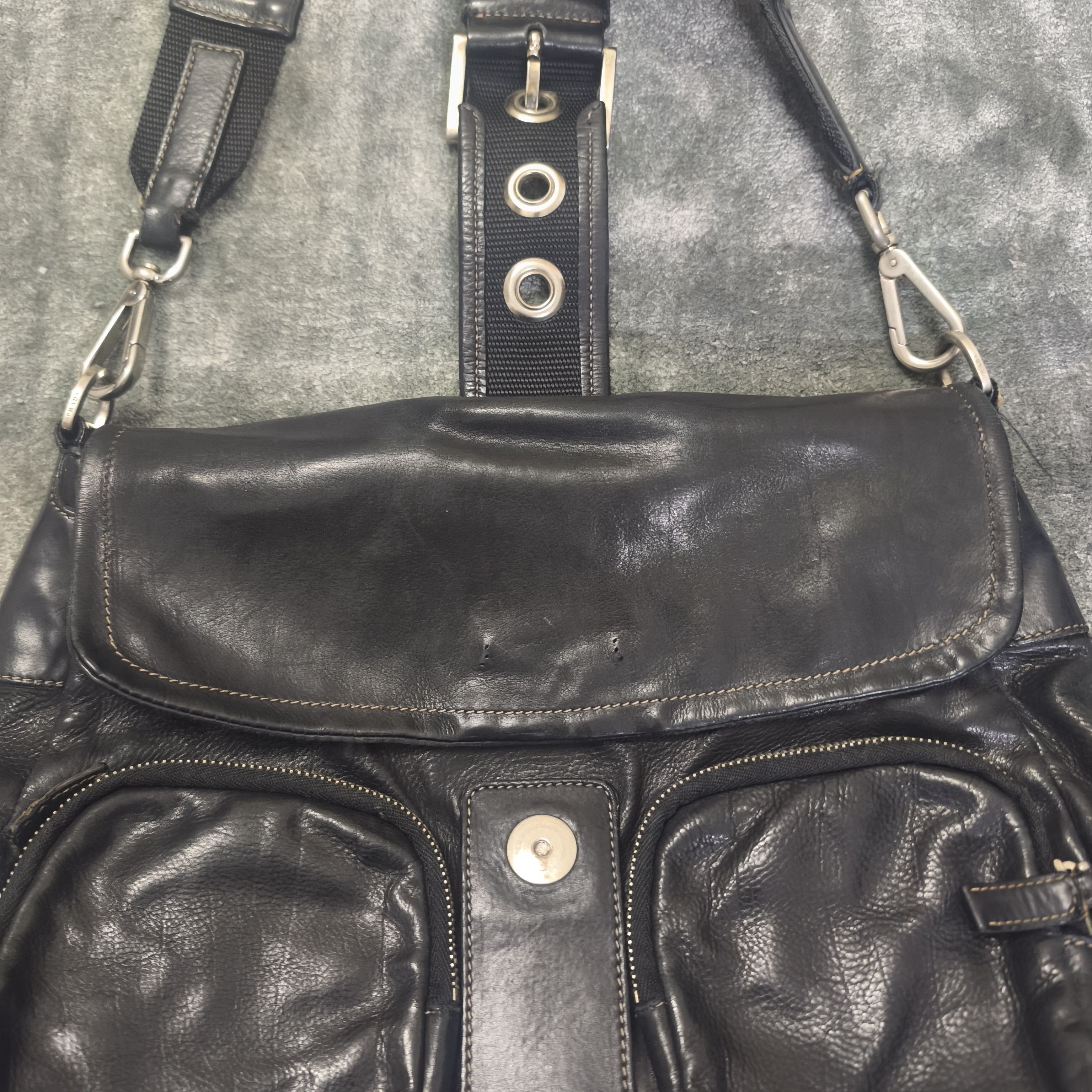 Prada PRADA Vintage Double Pocket Full Leather Bag Size ONE SIZE - 7 Thumbnail