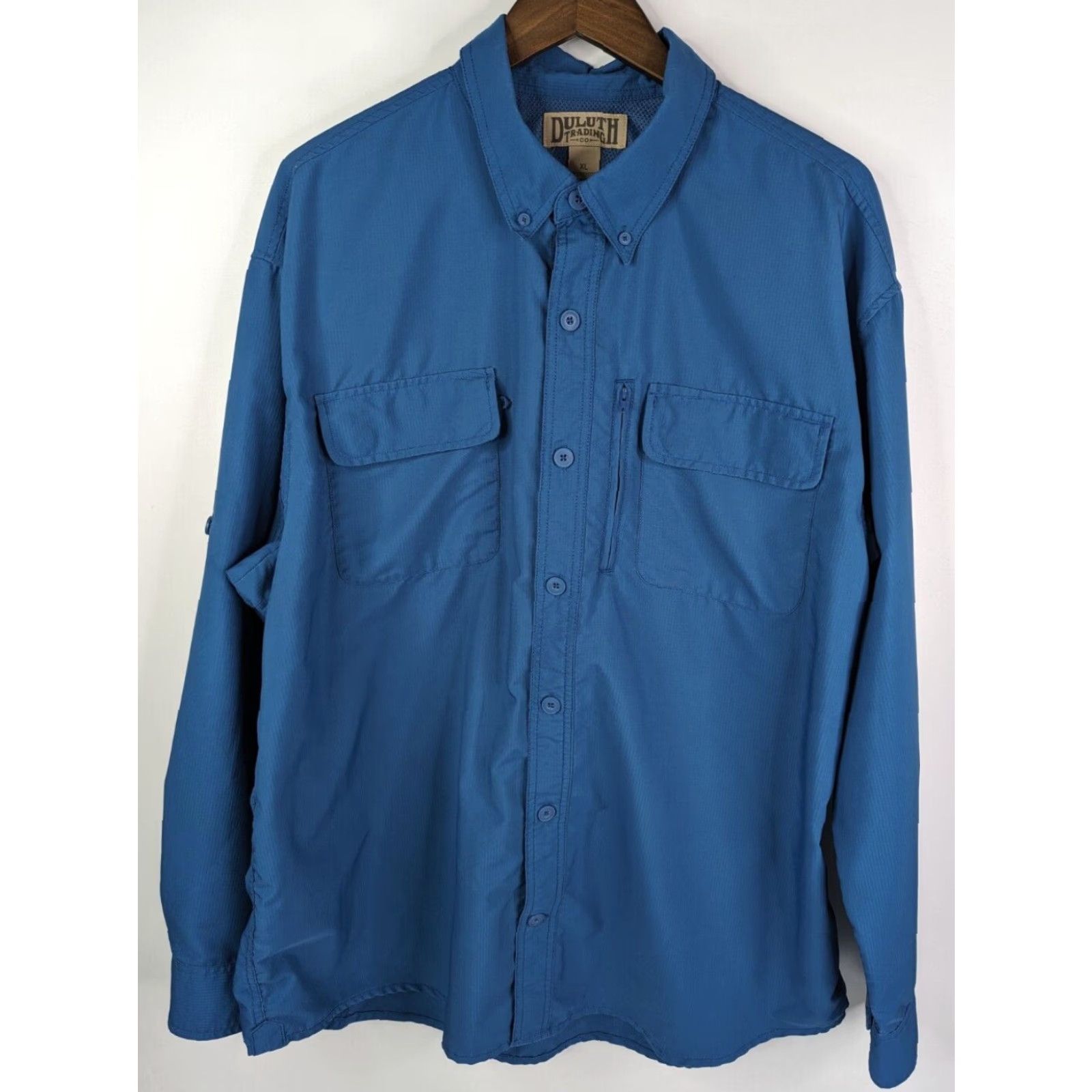 Duluth Trading Company Duluth Trading Mens Size XL Button-Up Shirt Coolplus Long Sleeve Vented Blue 81006 Size US XL / EU 56 / 4 - 2 Thumbnail