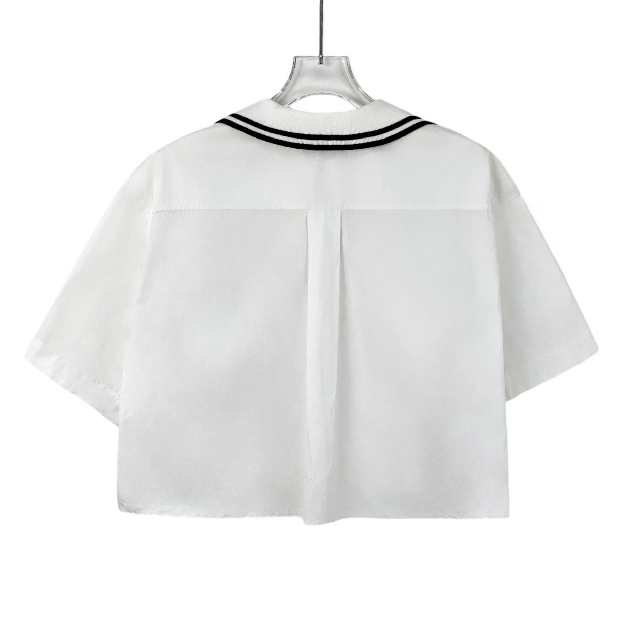 Miu Miu Miu Miu White Logo Embroidered Cotton Polo Shirt (Size S) Size S / US 4 / IT 40 - 8 Thumbnail
