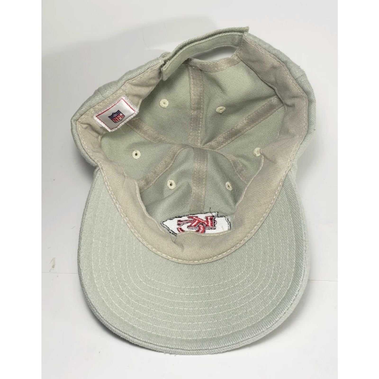 NFL VINTAGE NFL Kansas City KC Baseball Style Hat Cap With Strap Beige 90's Size ONE SIZE - 7 Thumbnail