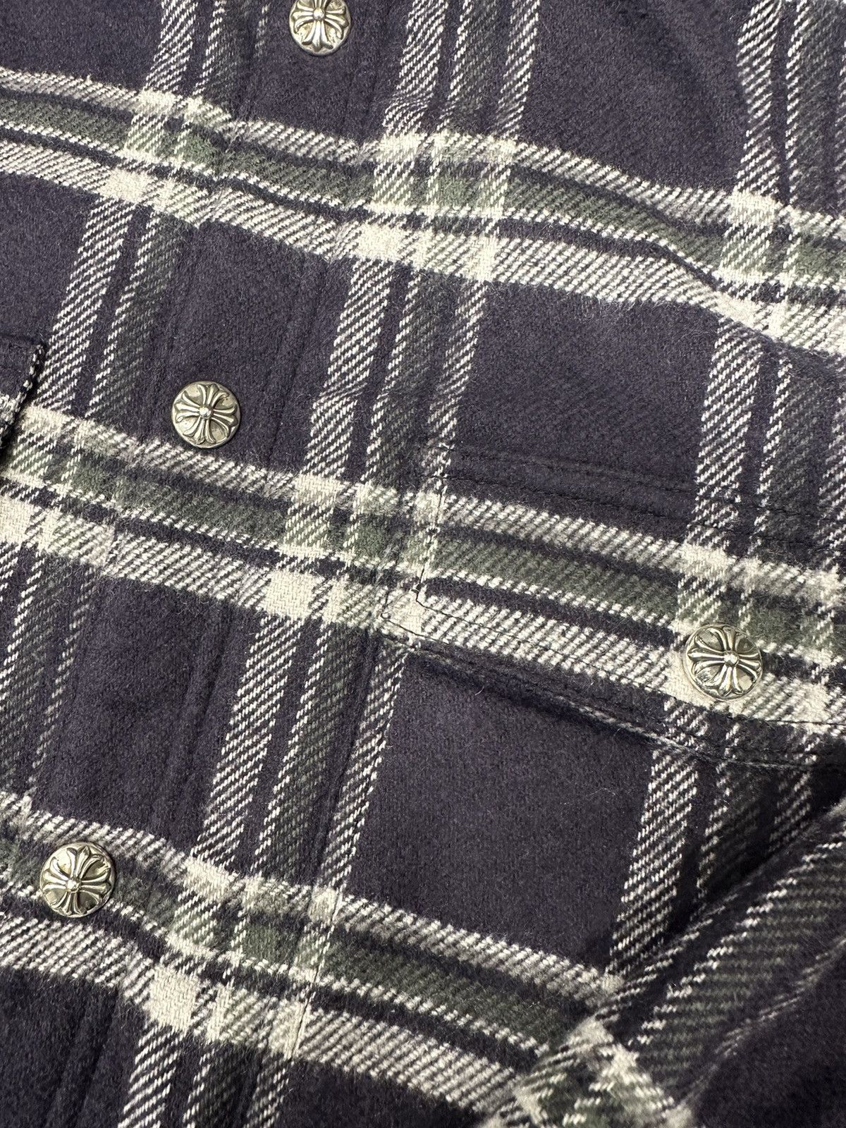 Chrome Hearts 🔥Chrome Hearts Flannel Work Dog Silver button Shirt🔥 Size US XL / EU 56 / 4 - 4 Thumbnail