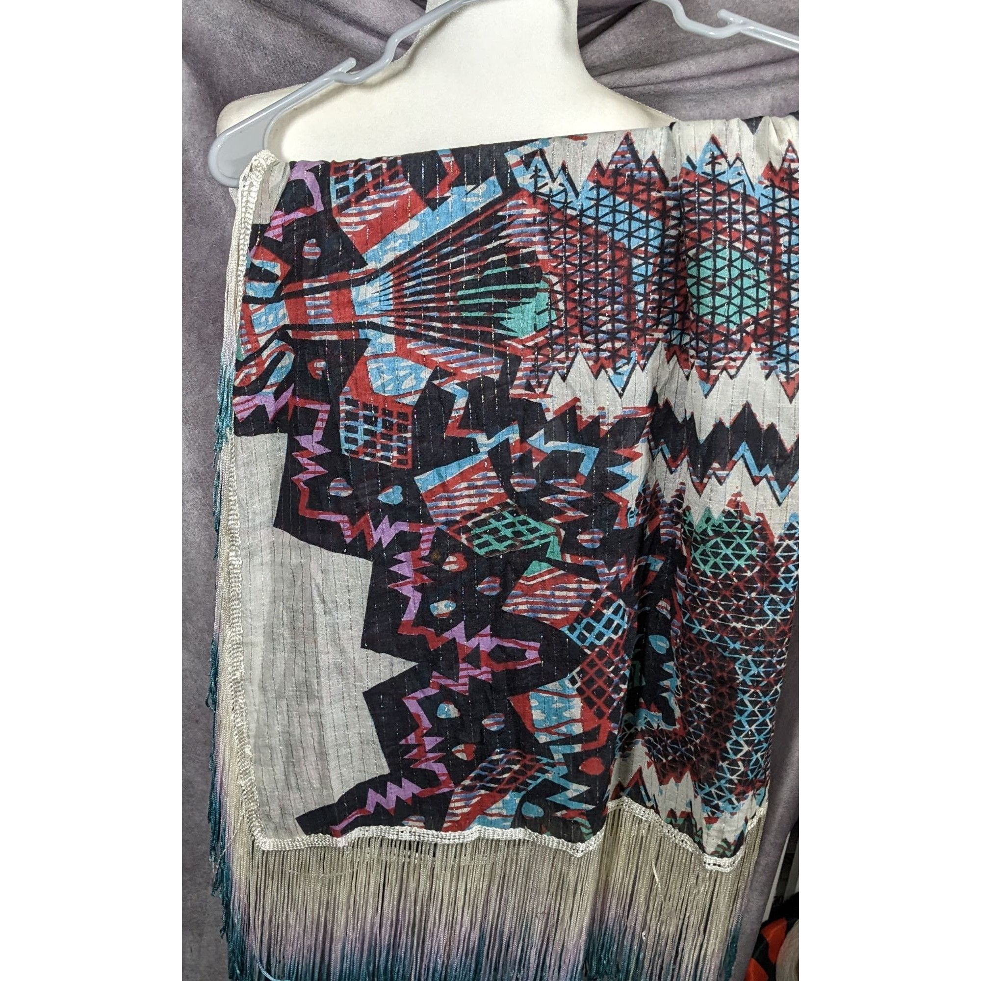 Topshop Topshop Southwestern Abstract Rainbow Ombre Fringe Scarf Size ONE SIZE - 12 Thumbnail