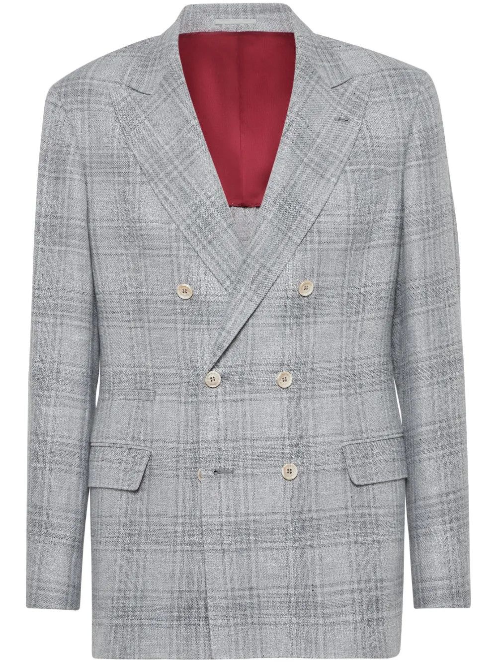 Brunello Cucinelli o1y0526 Double-breasted Blazer in Light Gray Size US L / EU 52-54 / 3 - 1 Thumbnail