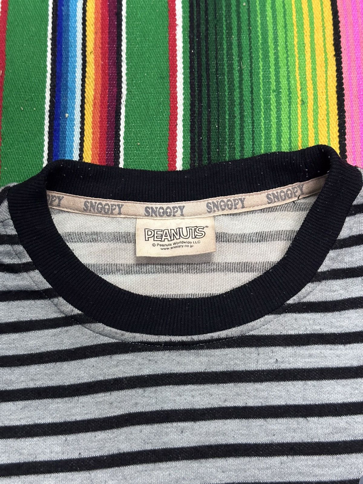 Vintage 💥Peanuts💥Snoppy stripe long sleeve single pocket tees 💥 Size US L / EU 52-54 / 3 - 9 Thumbnail