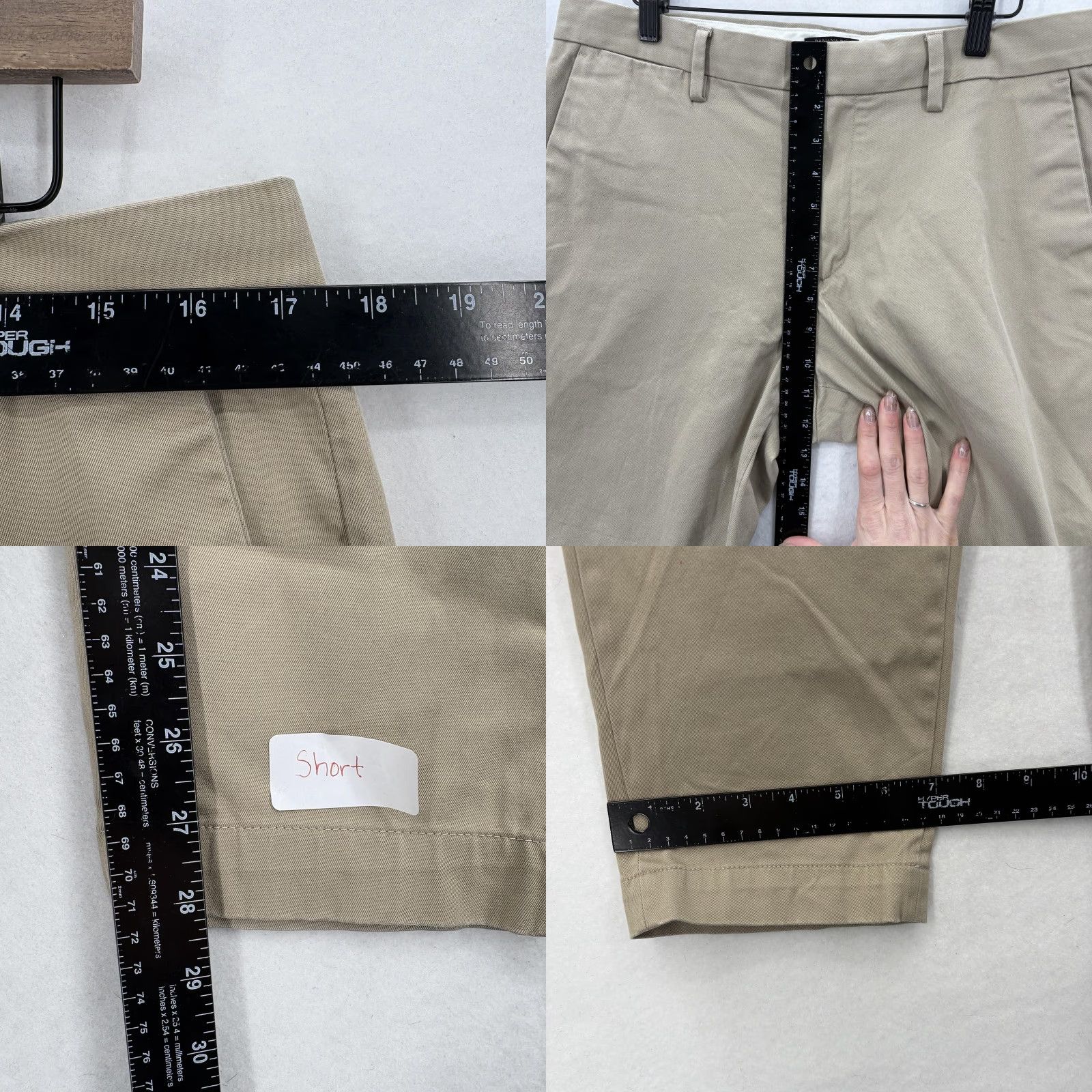 Banana Republic Banana Republic Rapid Movement Chino Pants Mens 33x28 Athletic Tapered Beige Solid Front Flat Pockets Zip Front Casual Business Mens Size US 33 - 8 Thumbnail