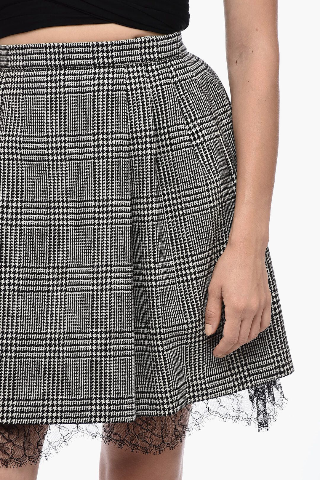 Dior o1mm0326 Wool Tartan Circle Skirt in Black & White Size 30" / US 8 / IT 44 - 3 Thumbnail
