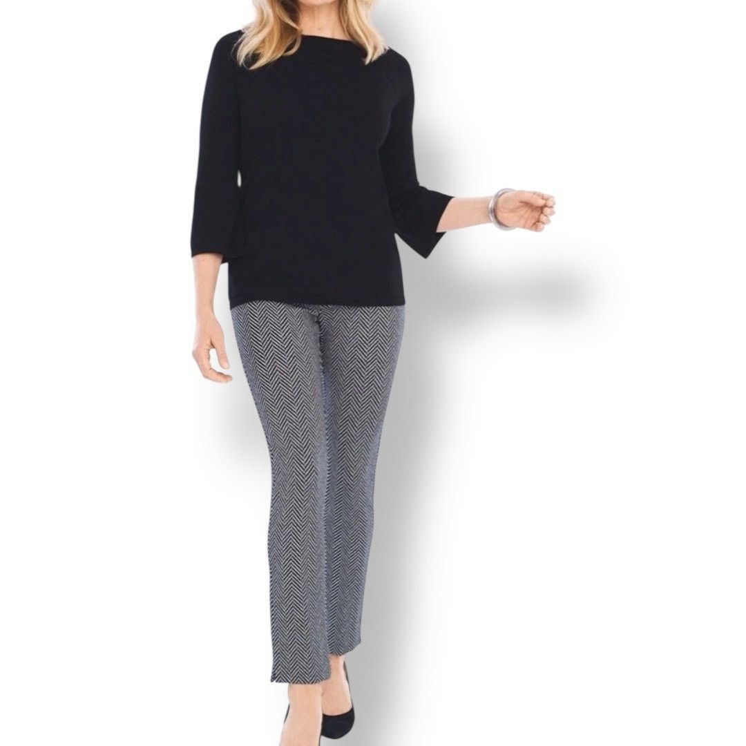 Chicos Chico's Juliet ankle herringbone high rise flat front pants Size 36" / US 14 / IT 50 - 1 Thumbnail