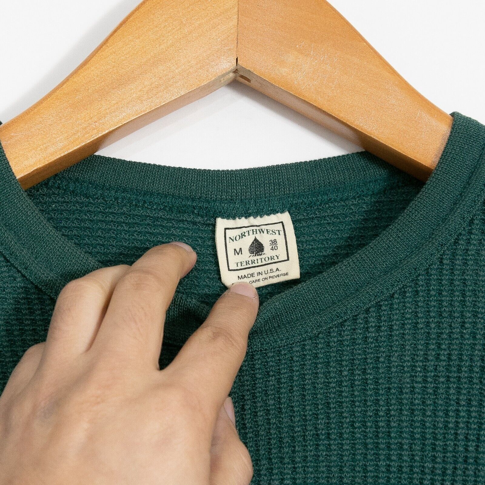 Vintage Vintage 90s Thermal T Shirt Medium - Green Long Sleeve Faded Size US M / EU 48-50 / 2 - 3 Thumbnail