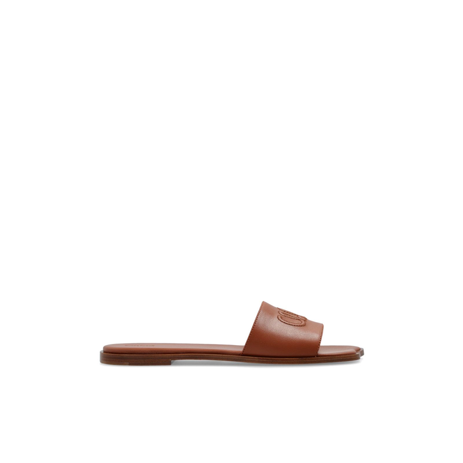 Chloe Flower Brown Leather Slides New & Authentic (Women's s