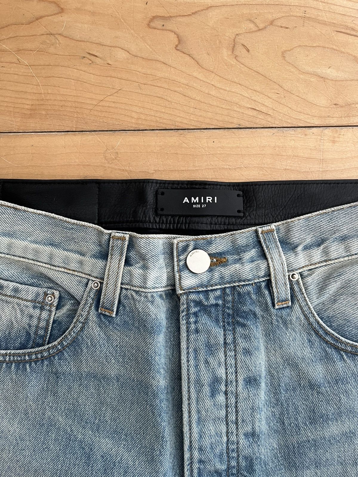 Amiri NWT - Amiri Leather and Denim Jeans Size 27" / US 4 / IT 40 - 2 Thumbnail