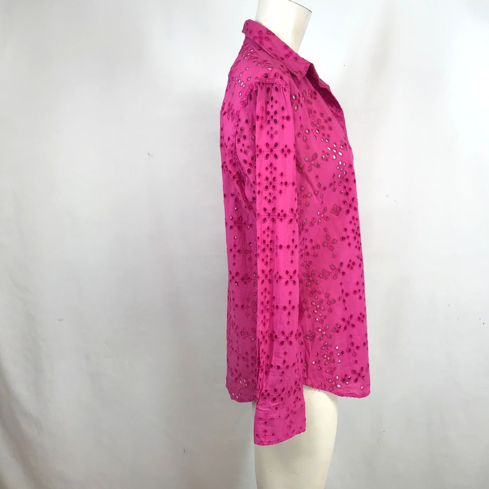Ralph Lauren Lauren Ralph Lauren Cotton Button Down Shirt M Magenta Pink Eyelet Embroidery Size M / US 6-8 / IT 42-44 - 4 Thumbnail