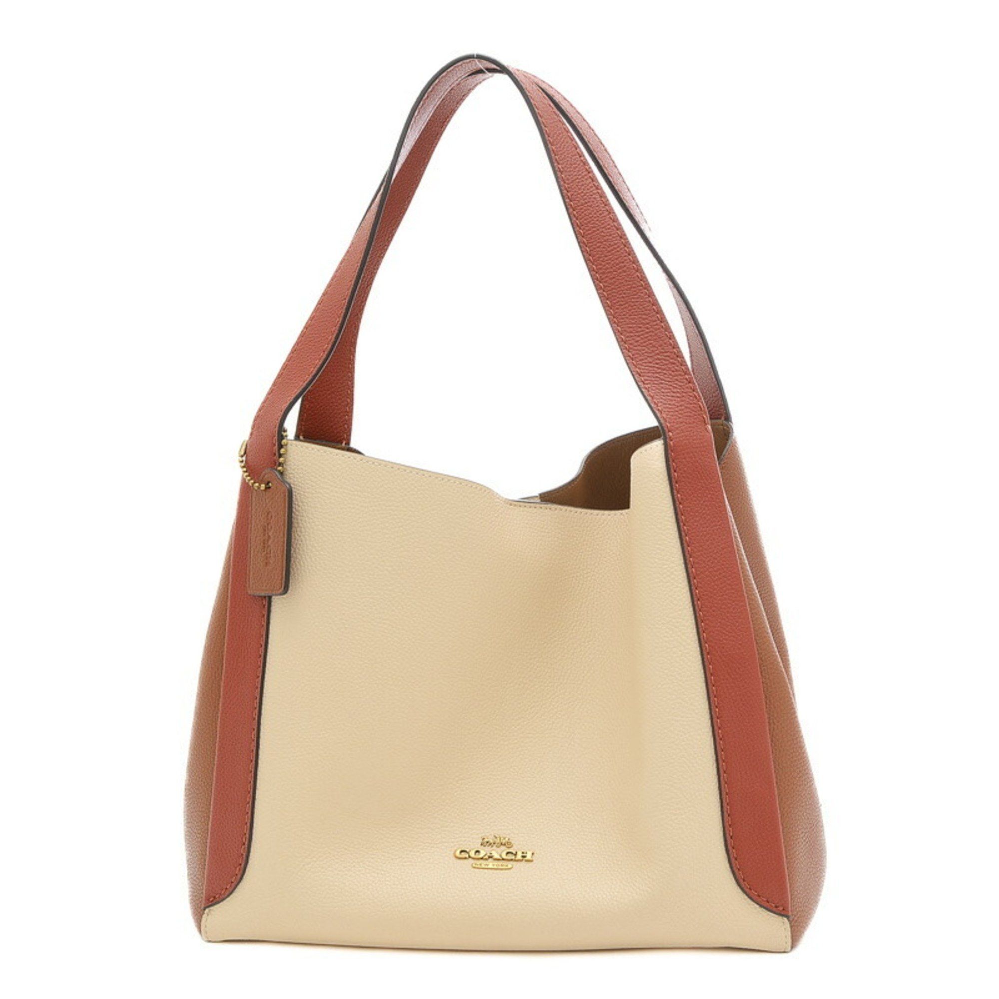 image of Coach Hadley Hobo Color Block Tote Bag Leather Ivory 76088 in Brown, Women's