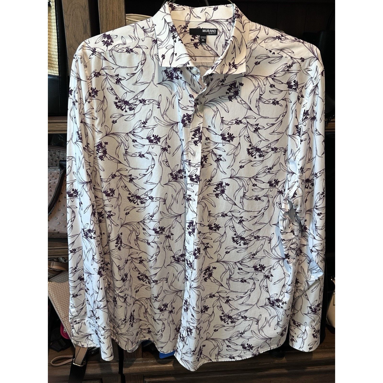 Murano Murano Slim Fit Long Sleeve Purple And White XL Size US XL / EU 56 / 4 - 1 Thumbnail