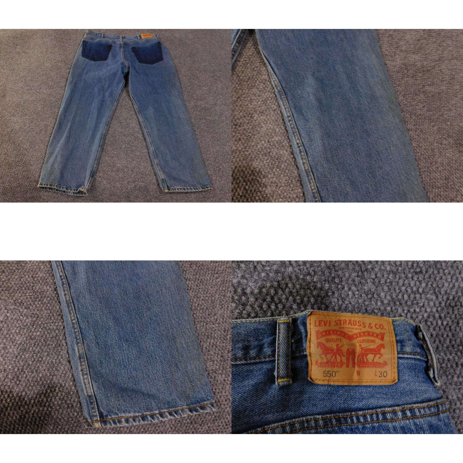 Levi's Levi's 550 Jeans Mens 44x30 Blue Medium Wash Relaxed Fit Tapered Leg Zip Fly Size US 30 / EU 46 - 9 Thumbnail