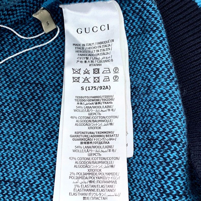Gucci Gucci Blue logo old flower full printed wool V-neck long-sl Size US S / EU 44-46 / 1 - 7 Thumbnail