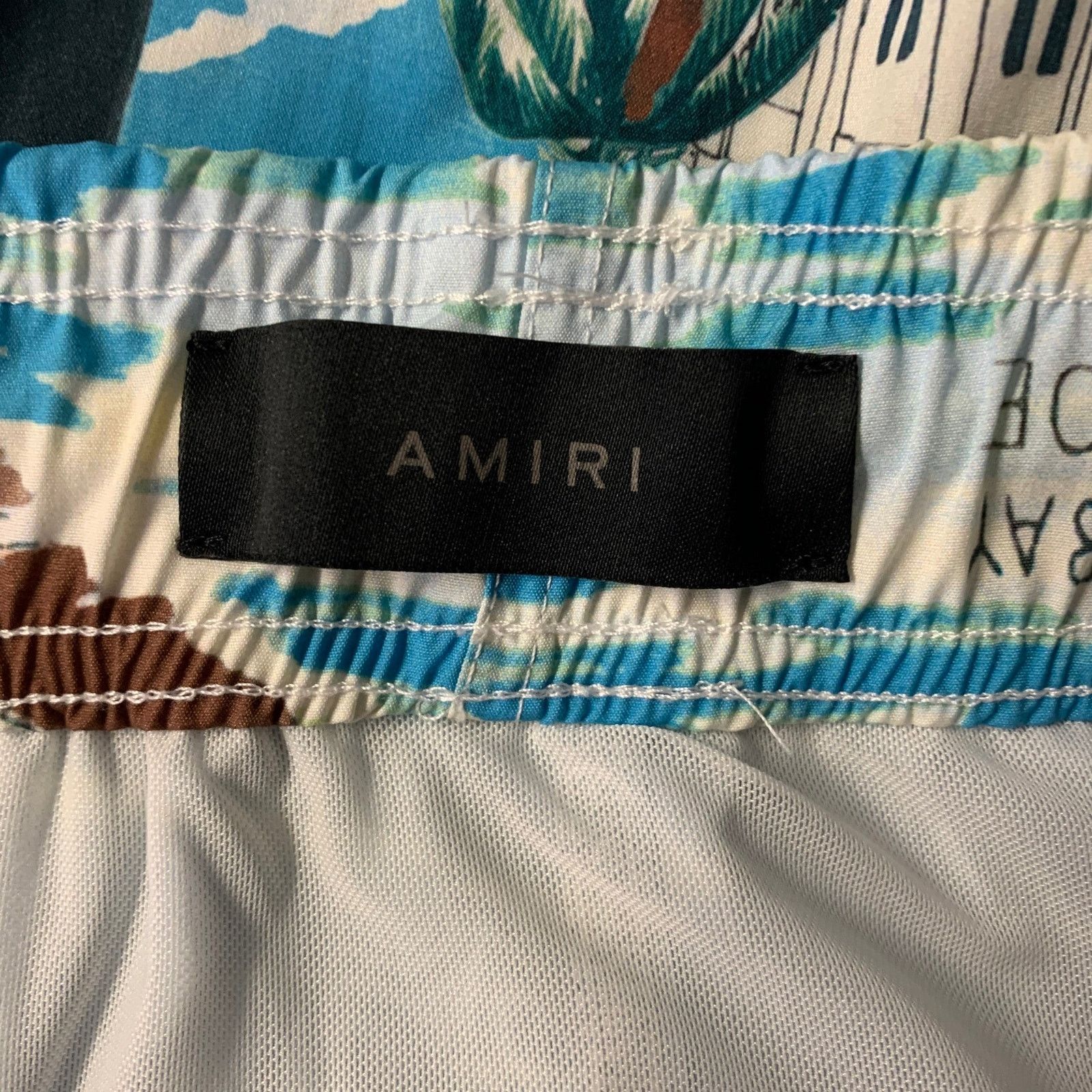 Amiri AMIRI Size 36 Blue Graphic Drawstring Swim Trunks Size US 36 / EU 52 - 4 Thumbnail